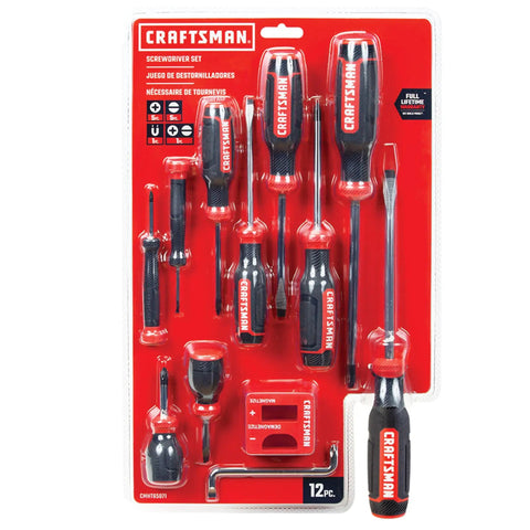 Bi Material 12 Piece Screwdriver Set With Black Oxide Tips For Durability And Tight Fit, Speed Zone Quick Rotation Control, Torque Zone
