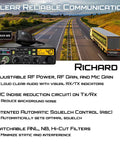 Richard II 10 Meter Amateur Radio for Truck Install 28 to 29.7 MHz, showing adjustable RF power and road view