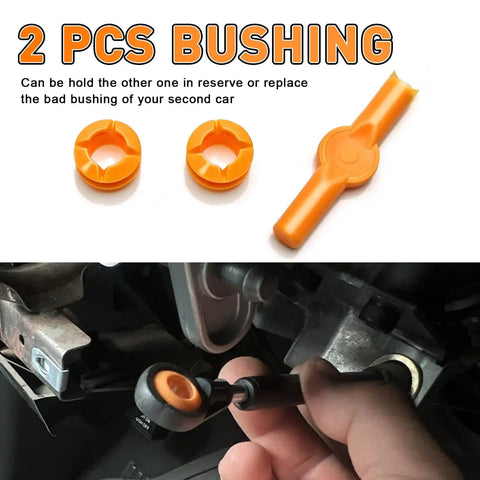 Gear Shift Bushing Kit For Armada Pathfinder Frontier Titan Xterra Infiniti QX56 QX80 Nissan Suzuki Equator Transmission Linkage Cable Bushing Repair Set 4 Pack 134193 349351LA0A 34935ZR00A installation with hand.