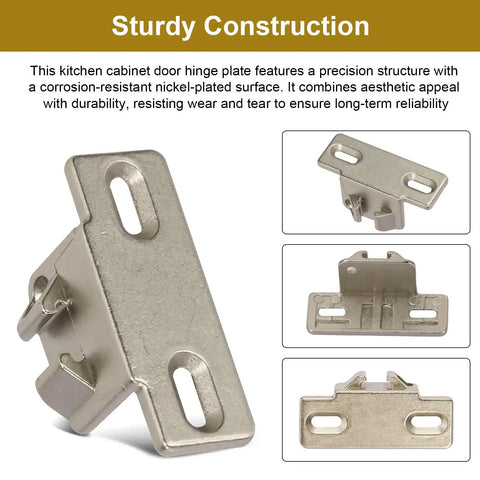 Pro Grade Three Pack Cabinet Hinge Mounting Plates Built For 1 5/8 Inch Overlay Doors featuring sturdy nickel-plated construction.
