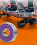 Pro Grade Roller Ball Bearings Kit For Skateboard And Scooter With Purple Cover ABEC9 Deep Groove Pre Lubricated For Smooth Low Friction Ride And Long Lasting Durability, purple bearing on skateboard