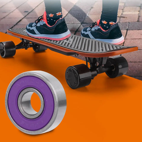 Pro Grade Roller Ball Bearings Kit For Skateboard And Scooter With Purple Cover ABEC9 Deep Groove Pre Lubricated For Smooth Low Friction Ride And Long Lasting Durability, purple bearing on skateboard