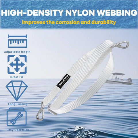 Adjustable White Bimini Top Straps 2 Pcs Marine Nylon Webbing Boat Canopy Straps 24 Inch To 60 Inch with hardware set