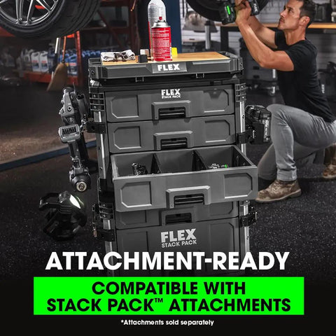 Heavy Duty Three Drawer Tool Box With Auto Locking Drawers Tough As Nails Rust Resistant Rails Attachment Ready For Stack Packs And Seventy Pound Load Capacity In Sleek Grey And Black Finish