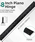 Heavy Duty 48 Inch Piano Hinge 3 Inch Wide 0.060 Thick 304 Stainless Steel Rock Solid Load Bearing Hardware For Heavy Doors with screw.