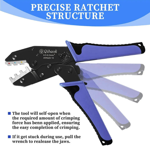 Ratcheting Wire Crimping Tool For Heat Shrink Connectors With 200 Pcs Butt Connectors AWG 20 To 10 showcasing precise ratchet structure