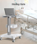Mobile Medical Trolley Cart With Laptop Tray And Oral Scanner Holder, 360 Degree Locking Wheels, Drawer, In Hospital Room