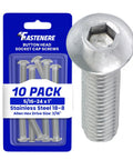 Top Shelf Button Head Socket Cap Screws 5/16 24 X 1 Inch 10 Pack Stainless Steel 18 8 with smooth Allen drive.