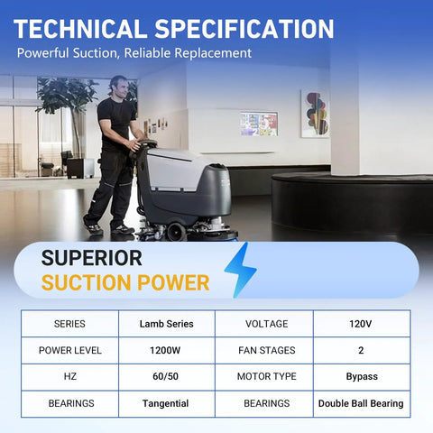 Beefed Up 119992-00 Vacuum Motor For Beam Lamb Central Vacuum Cleaners 2 Stage 120V 1200W 5.7 Inch Diameter BB Tangential Bypass
