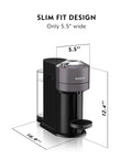Vertuo Next Coffee And Espresso Maker Machine Only 1260 Watts Dark Gray With Free Starter Capsule Pack, 5.5" wide front view