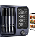 Wireless Meat Thermometer With App Control Four Probes And Unlimited Range For Rotisserie Grill Oven Smoker And Air Fryer