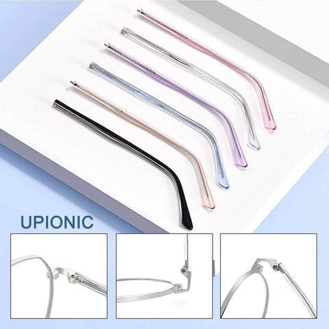 Universal Eyeglass Replacement Temples Black Glasses Arms Legs Complete Repair Set With Screwdriver And Screws. Six temple arms displayed.
