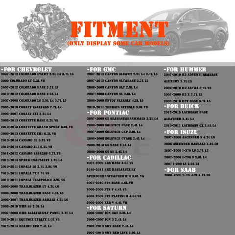 Car models list for Mass Air Flow Sensor MAF 213-4222 15865791 Replacement For Chevrolet Canyon Colorado Cobalt G5 Camaro Equinox