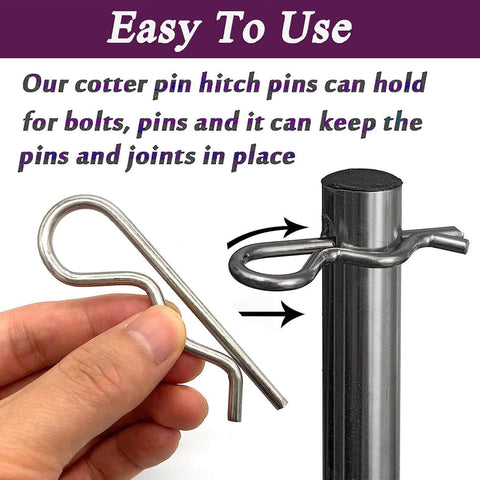 Stainless Steel Hitch Pin Clip Kit 80 Piece Set With Six Sizes For Hitch Pin Lock Systems Trucks And Engine Repair Gear Up Your Ride With Durable R Clips And Retaining Pins Assortment showing R clip in use.