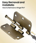 Antique Brass Interior Door Hinges 3 1/2 Inch With 5/8 Inch Radius, 18 Pack Built To Last Heavy Duty Residential Door Hardware, 6 Holes Each, Rounded Corners, Fits Most Interior Doors.