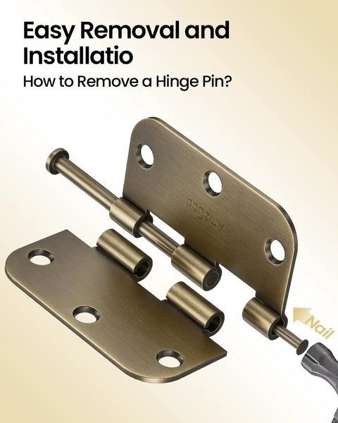 Antique Brass Interior Door Hinges 3 1/2 Inch With 5/8 Inch Radius, 18 Pack Built To Last Heavy Duty Residential Door Hardware, 6 Holes Each, Rounded Corners, Fits Most Interior Doors.