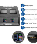 Front view of 2 In 1 Fast Drone Battery Balance Charger for Yuneec H520E and H3 with protection features and detailed display.