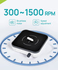 Mini Magnetic Stirrer With Brushless DC Motor 1500 RPM No Heating; black and white compact lab mixer with speed adjustment