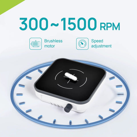 Mini Magnetic Stirrer With Brushless DC Motor 1500 RPM No Heating; black and white compact lab mixer with speed adjustment