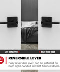 Casey Interior Privacy Door Lever With Lock For Bathroom And Bedroom Matte Black Reversible installation view