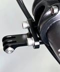 Close-up of All Metal Bike Handlebar Stem Mount for Action Cameras and Flashlights, heavy duty aluminum with M5x35mm bolts, CNC machined.