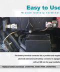 Easy use Nissan battery terminals installed, showing Pair Of Premium Nissan Battery Terminal Connectors For Rogue Maxima And Murano Positive And Negative Posts OEM 243407F000 243407F001 Easy Install No Fuss Durable Copper Contacts Built To Last