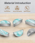 2 Pack Sky Blue Fluid Art Cabinet Pulls With Gold Dust Accents 3 Inch Center Hole Brushed Nickel Semicircle Handles