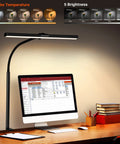 Clip On Desk Lamp With Clamp 360 Degree Swing Arm Gooseneck Task Light on an office desk with computer and books