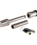 Stainless Steel Trailer Hitch Lock With One Half Inch Pin Diameter And Five Eighths Inch Adapter Fits One And One Quarter Or Two Inch Receiver