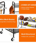 Heavy Duty Garage Sport Organizer With Steel Basketball Rack Baseball Bat Holder And Hooks Easy Assembly Storage