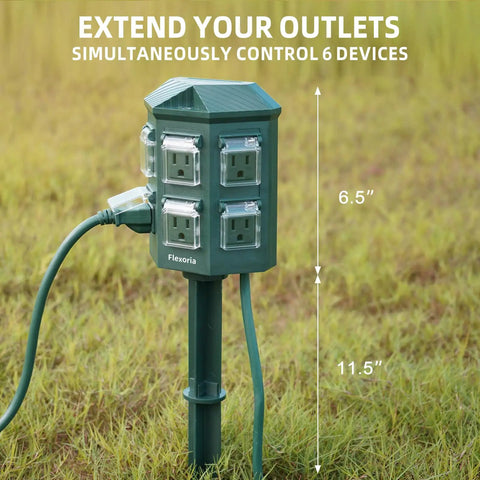 Outdoor Waterproof Power Strip With 100 Ft Heavy Duty Extension Cord 6 Grounded Outlets For Garden And Yard Decor 15A At 1875W ETL Listed Weatherproof Safe And Ready For All Your Epic Outdoor Setups in garden setup