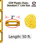Smooth Operator Black Plastic Chain Barrier For Crowd Control And Steady Line Management Easy Roll Security Divider Two Inch Links Fifty Feet Long For Large Crowds, showing 2" links and 50 ft length.