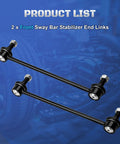 Two Pack Front Stabilizer Sway Bar End Links Replacement For Toyota Avalon 2013-2018, Camry 2007-2017, And Lexus ES300h ES350 2013-2018 Direct Fit Built Tough To Keep Your Ride Smooth. 2-pack black front sway bar end links