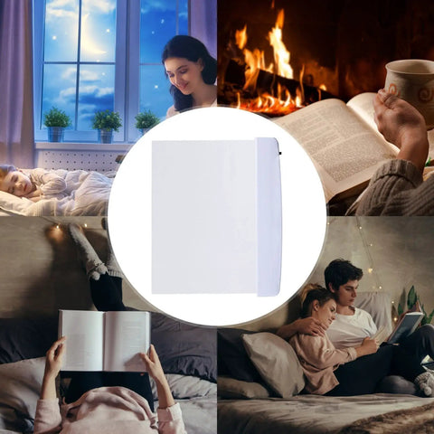 Flat Page Book Light With Clear LED Panel For Reading In Bed At Night Full Page Illumination Lamp Board Wireless White Reading Light For Nighttime Comfort Cozy Warm Glow And Crisp Clear Page Illumination