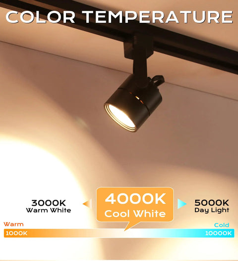 Slick 8W Dimmable LED Track Light Head With 4000K Cool White CRI90 Plus True Color Rendering, Adjustable Tilt, 40 Degree Beam, Halo Type, Black Finish, Pack Of 6