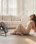 Heavy Duty 14 Inch Floor Fan Becomes A Cooling Beast With 2560 CFM Airflow, 3 Speeds, Industrial Grade Build in living room