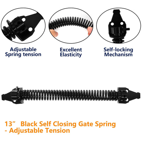 13 Inch Self Closing Gate Spring Hardware For Wooden And Vinyl Fences With Adjustable Tension Tool Black Finish