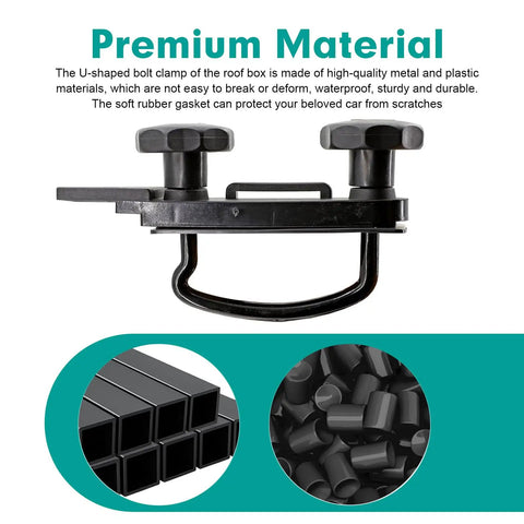 Roof Box U-Bolt Clamp Set For Roof Rack, beefed-up metal cargo carrier bolt kit with lock nuts, black mounting bracket