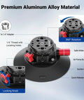 Close-up of 6 Inch Camera Suction Cup Mount With Ball Head Magic Arm for car windshield showing mounting holes and locking knob.