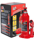 Hydraulic Bottle Jack 6 Ton Capacity With Wide Lift Range And Top Extension shown with packaging