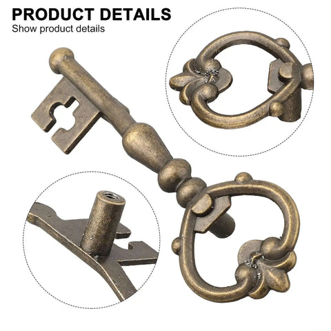 Key Shape Cabinet Pull Handle in Zinc Alloy with Bronze Finish, Old School Farmhouse Style, Product Details Highlighted