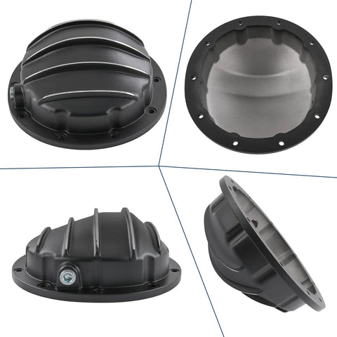 Rear Differential Cover For 10-Bolt Diffs With 8.5 Inch And 8.6 Inch Ring Gear, Black Die Cast Aluminum With Girdle Gasket