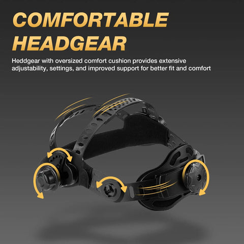 Pro Grade Auto Darkening Welding Helmet With HD View For Clear Sunglasses Like Clarity, 180 Degree Field, adjustable headgear