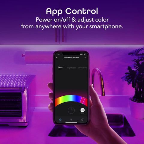 Smartphone controlling Prisma 16.4ft Smart WiFi LED Strip Lights That Work With Alexa And Google Assistant 16 Million Colors