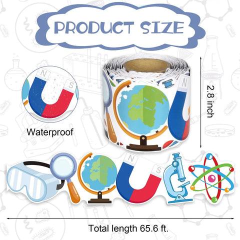 Lab Themed Bulletin Board Border 65.5 Feet Long 2.8 Inch High For Classroom Decor And Office Whiteboard Walls Bright Science Trim