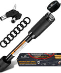 Locking Hitch Pin For 2In And 2-1/2In Receivers, 3-1/2 Inch Span, Rust-Resistant Carbon Steel, Anti-Theft Keyed Hitch Lock on display with packaging.