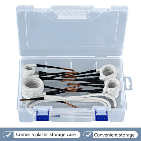 Induction Heater Coil Kit For Magnetic Heater Set With 8 Coils And 2 Free Forming Copper Wires in plastic storage case