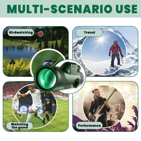 80x100 High Powered Monocular Telescope With Smartphone Adapter For Adults Dope Crystal Clear HD View multi-scenario use