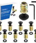 Heavy Duty 30 Pack Of 1/4-20 Threaded Inserts Matched With Flat Head Hex Socket Screws in packaging with screws and washers.