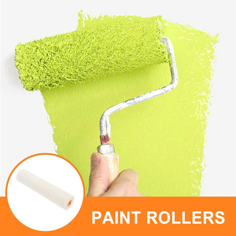 High Density Polyurethane Paint Rollers 10 Pack For Super Smooth Cabinet And Wall Finishes using green paint on a wall.